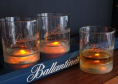 Ballantines whisky glass - luminous glass